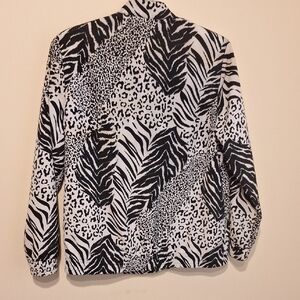 Women's Black and White Animal Print Bomber Jacket